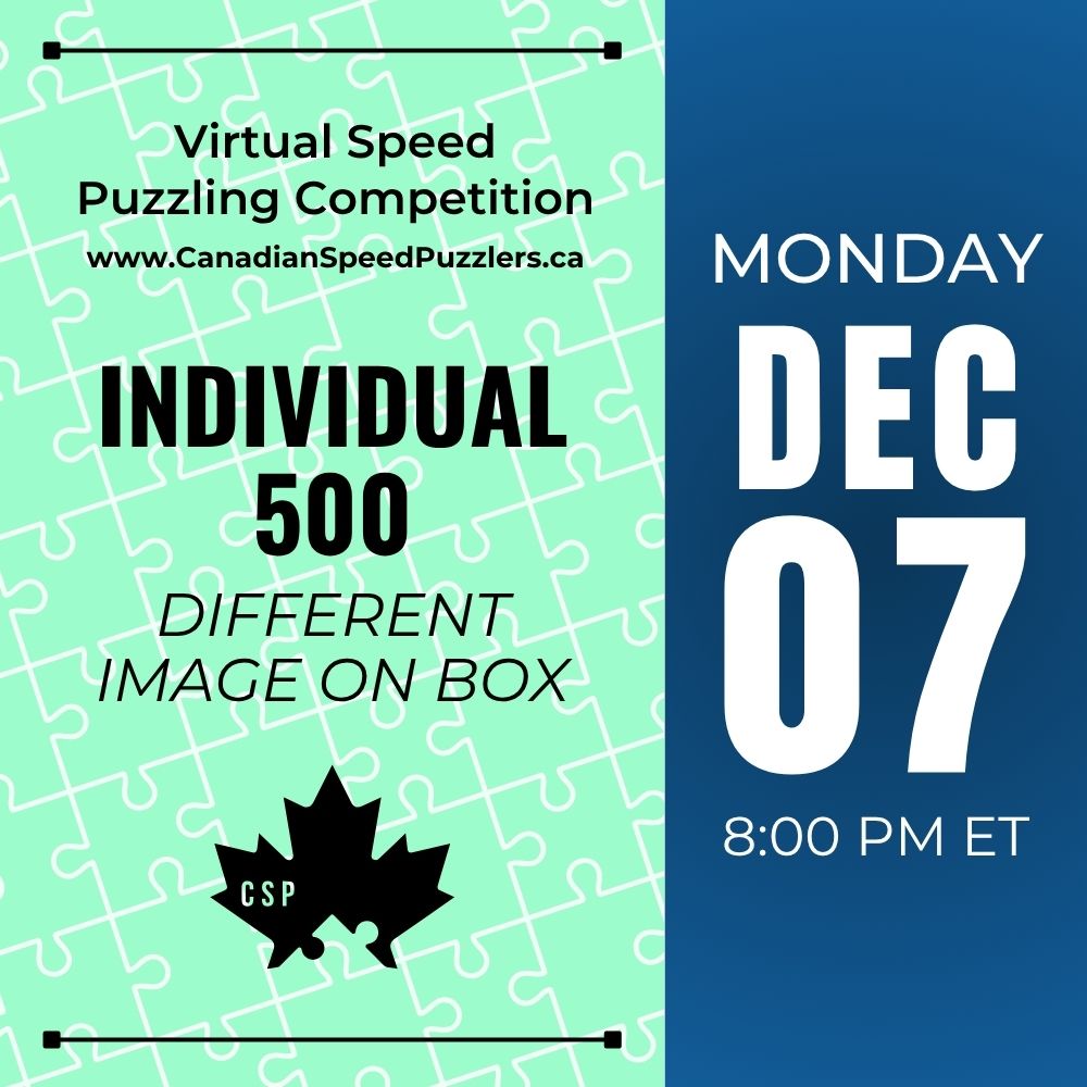 Individual 500 EXTRA CHALLENGE - December 7, 2026 - Virtual Speed Puzzling Competition