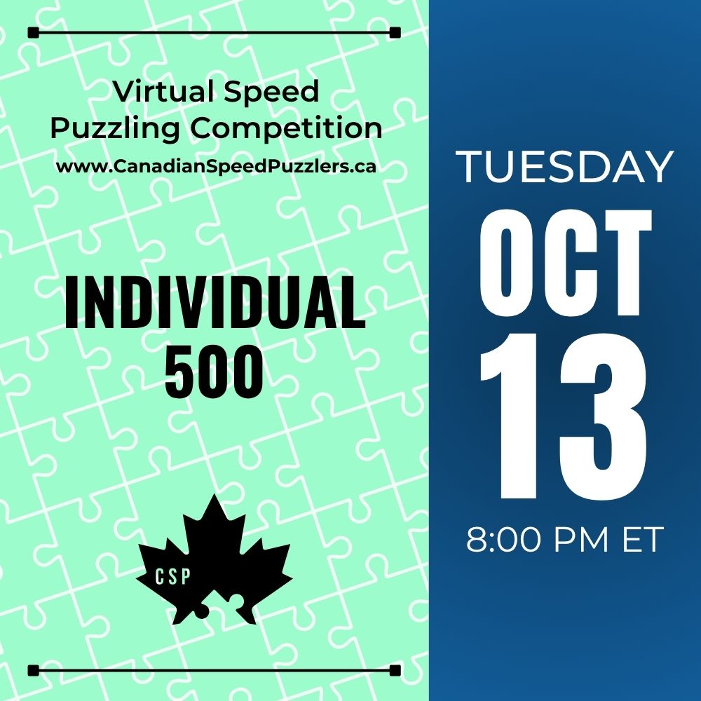 Individual 500 - October 13, 2026 - Virtual Speed Puzzling Competition